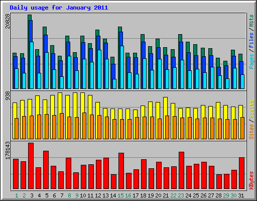 Daily usage for January 2011