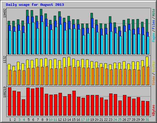 Daily usage for August 2013